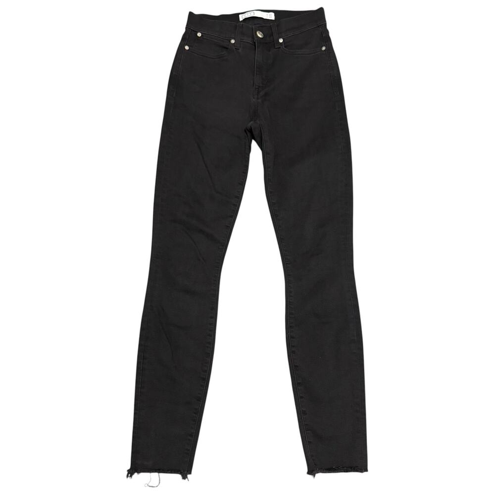 AYR All Year Round The Chiller Skinny Jeans Raw Hem Stretch Denim Black 26 x 30